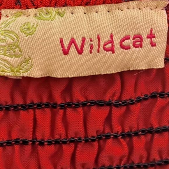 Wildcat Women's Y2K Leopard Print Ruched Zip Up Tank Red Black - Picture 4 of 6